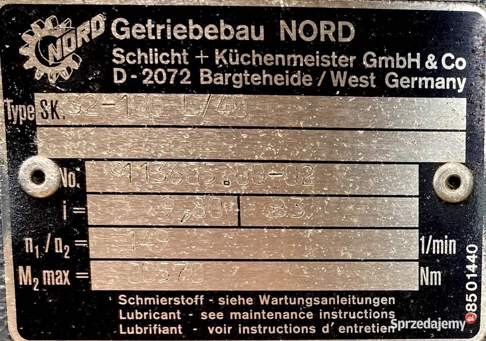 motoreduktor przekładnia 3kW 149obr NORD Pigża