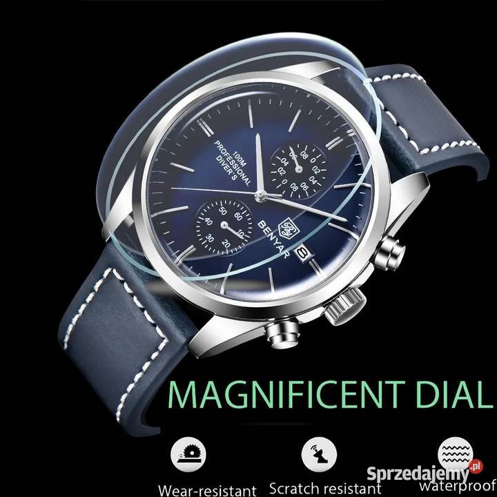 Zegarek męski granatowy Benyar pasek chronograf Gorzów Wielkopolski