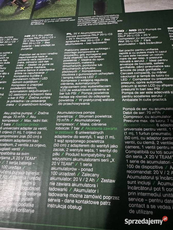 Akumulatorowa pompka 20 V PALP C3 kompresor 20 V pomorskie Gdynia sprzedam