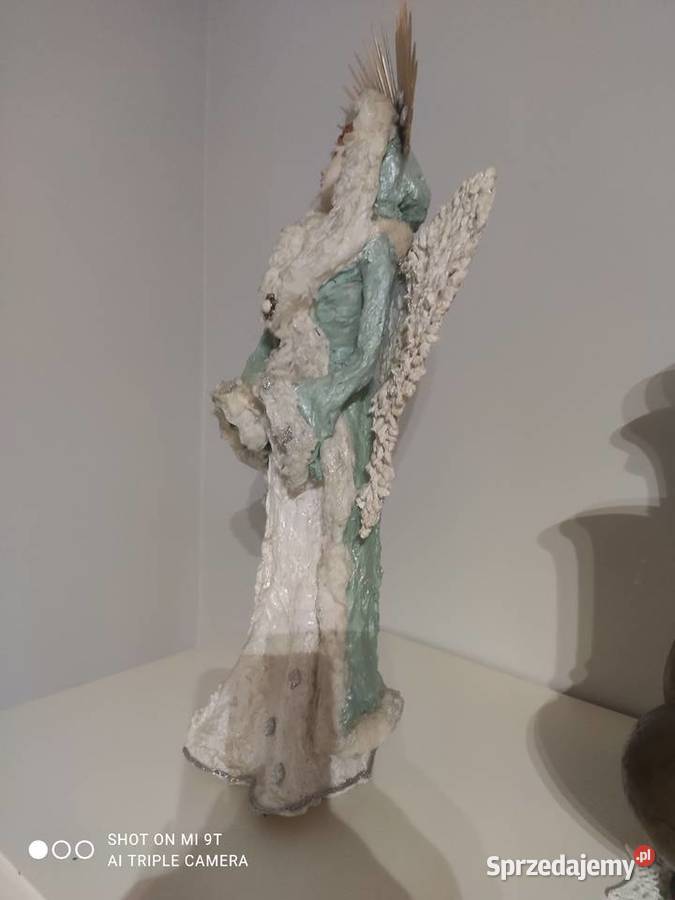 Piękna Anielica Figurka Rękodzieło Powertex