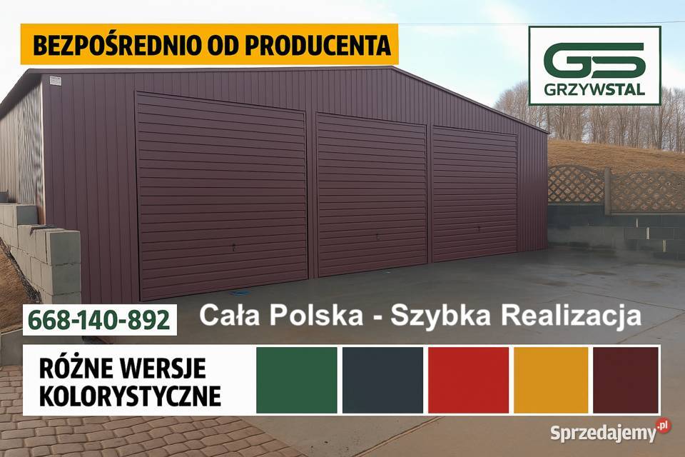 GARAŻ BLASZANY 3 x Brama Uchylna Magazyn Mielec