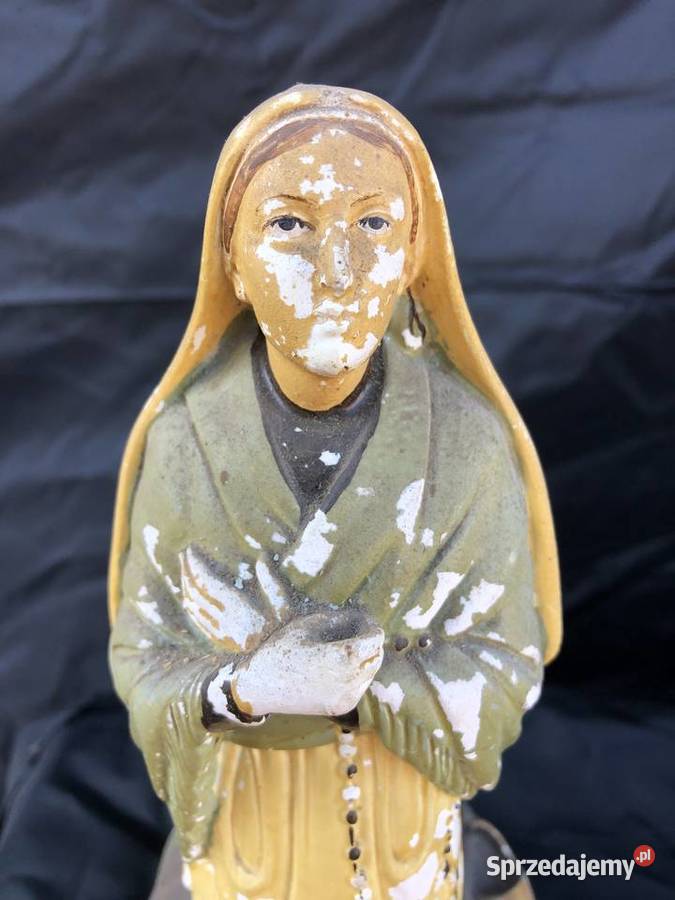 Sygnowana Stara figurka gipsowa Lourdes Łowicz