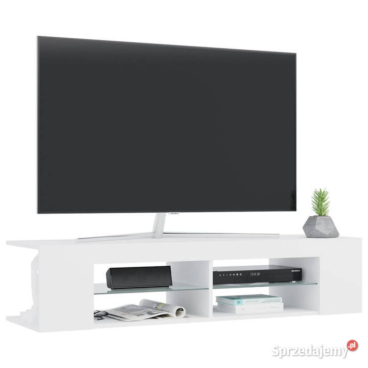 Szafka TV z oświetleniem LED biała 135x39x30 Warszawa