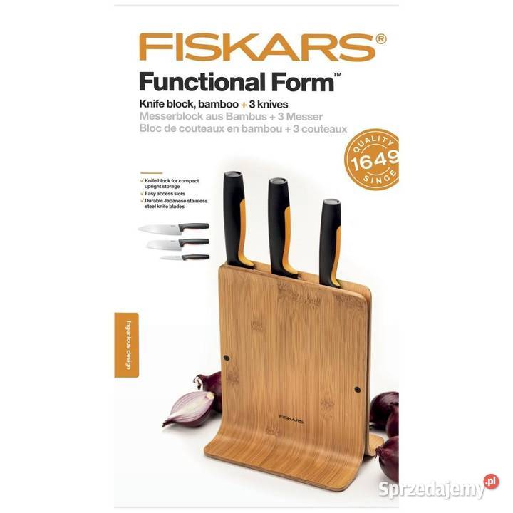 Zestaw 3 noży w bloku bambusowym Functional Form Dom i Ogród Opalenica