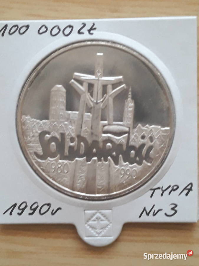 100 000 Solidarność 1990 r 3 mennicza typ A Numizmatyka Konin