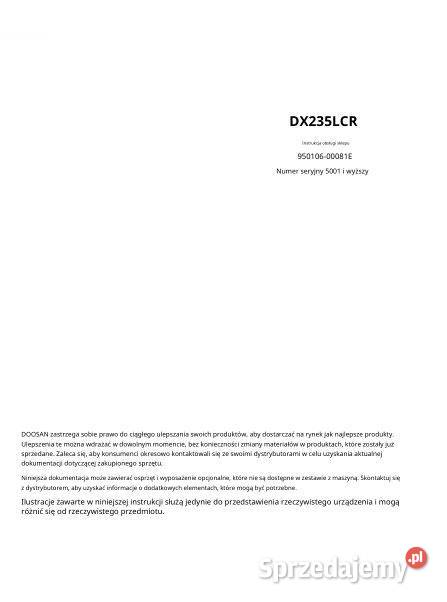 Doosan DX235LCR instrukcja naprawy Kielce