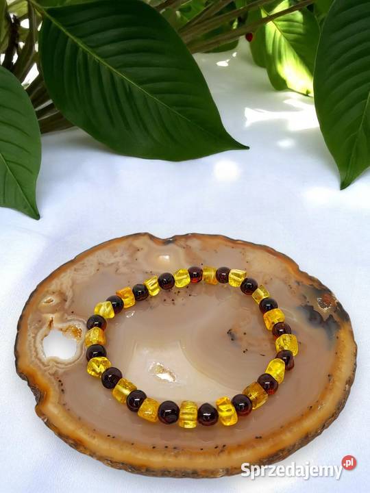 Bransoletka BURSZTYN bałtycki kostka cytryna