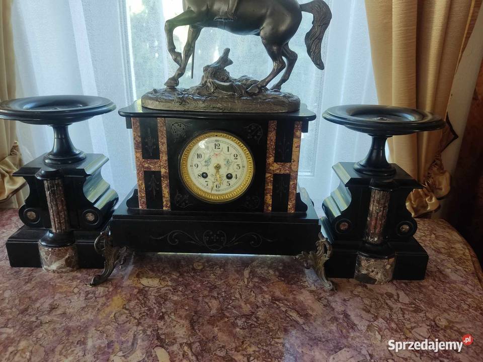 stary zegar kominowy garnitur koń Gorzów Wielkopolski