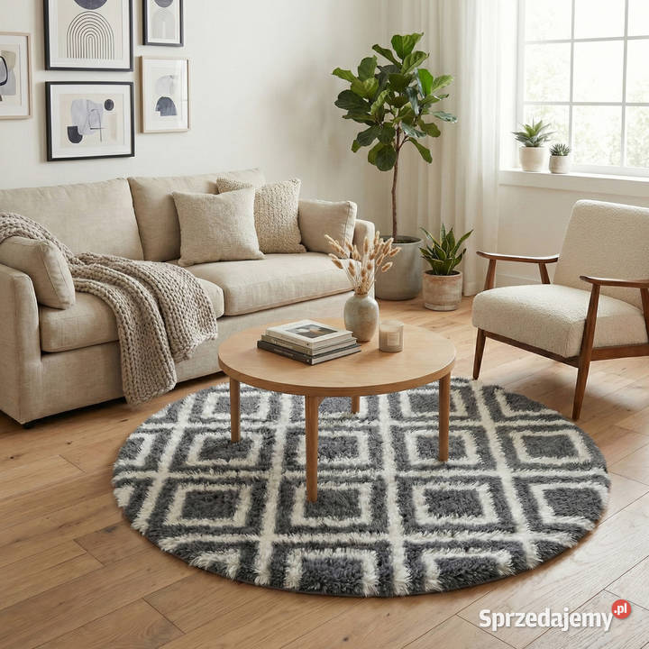 Dywan okrągły do salonu shaggy DECOR