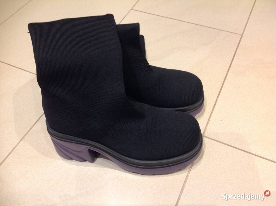 Czarne Kozaki Skarpetowe Na Platformie Damskie lubuskie Nowa Sól