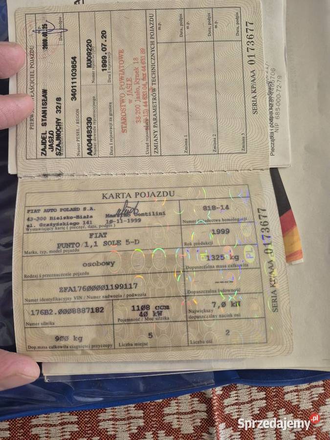 FIAT PUNTO SOLO 1999R 54 PRZEBIEGU SUPER STAN Jasło sprzedam
