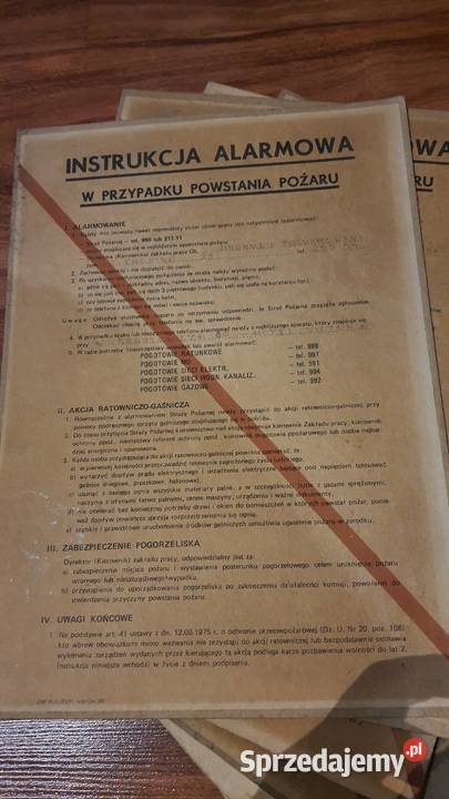 Instrukcja alarmowa pożarowa tablica Lublin