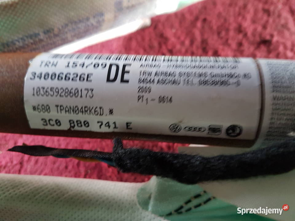 VW PASSAT B6 KOMBI KURTYNA POWIETRZNA LEWA Rok produkcji 2008 Turek