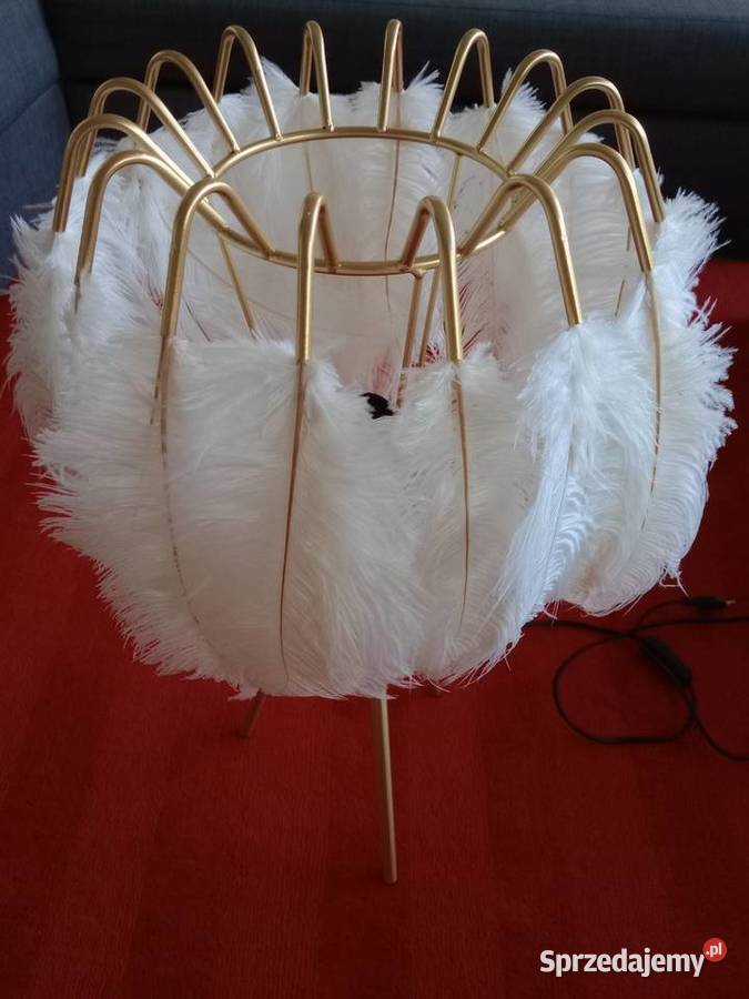 Lampa stołowa Glamour strusie podwójne pióra Pabianice