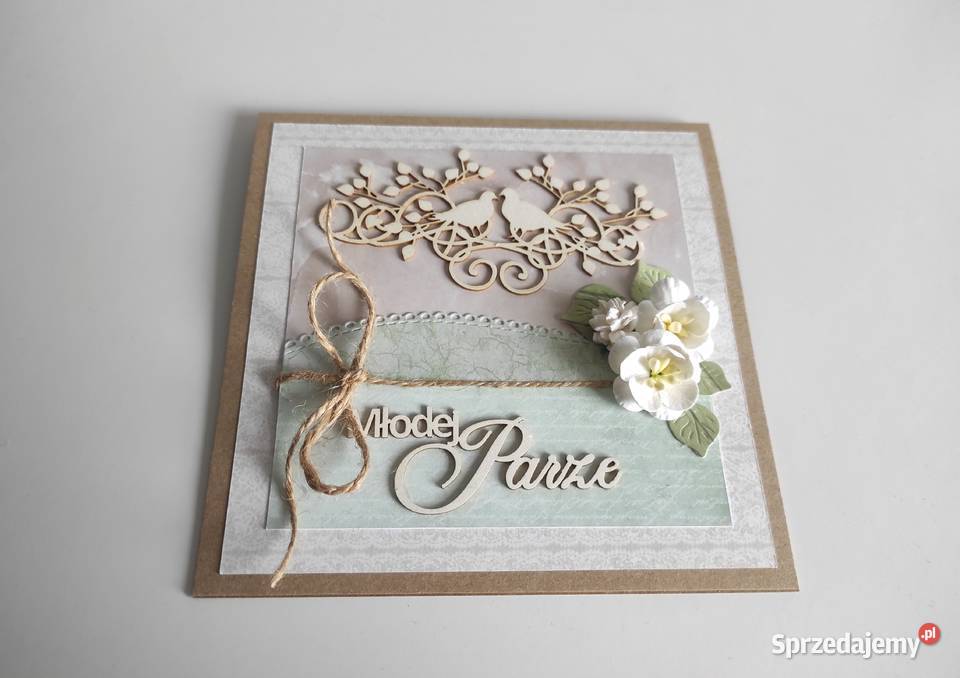 Kartka ręcznie robiona ślub ptaki Łódź