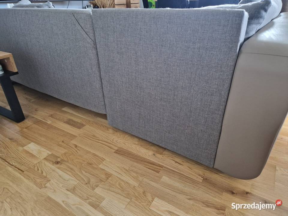 Narożnik rozkładany jasny BEZOWYSZARY wygodny w Kraków