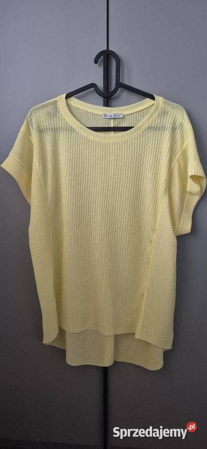 Żółta bluzka Zara prążkowana tkanina letnia S Warszawa