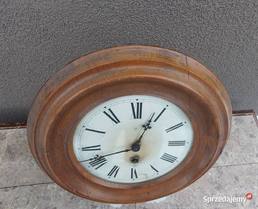 Stary okrągły zegar ścienny klubowy przedwojenny Tczew