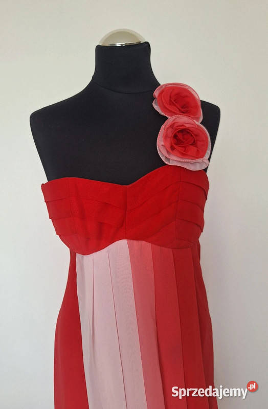Piękna długa zwiewna czerwona ombre maxi Moda i Styl Kraków