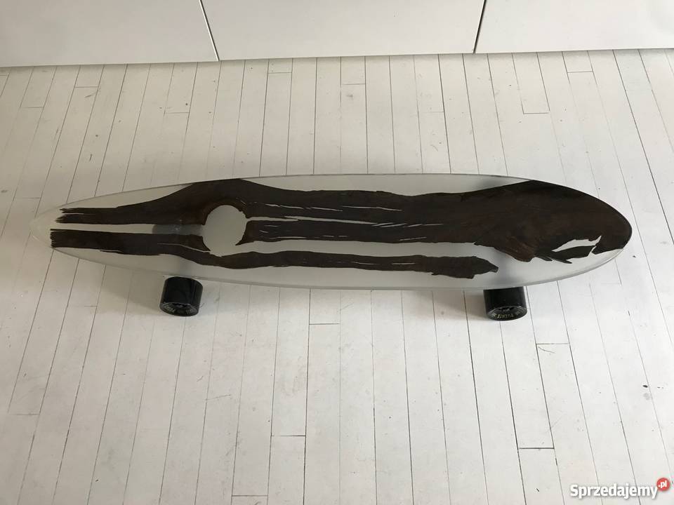 Longboard czarny dąb żywica bezbarwna deskorolka