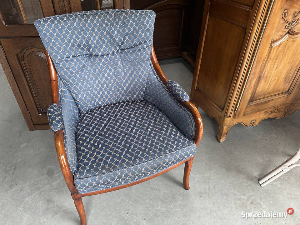Elegancki stylowy fotel w kolorze niebieskim Fotele
