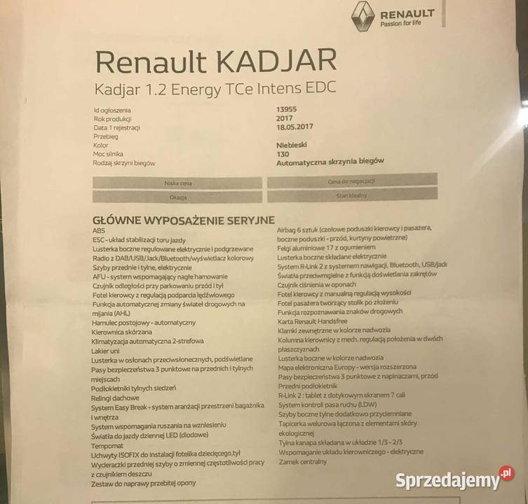 Renault Kadjar 12 Energy TCe Intens EDC Warszawa