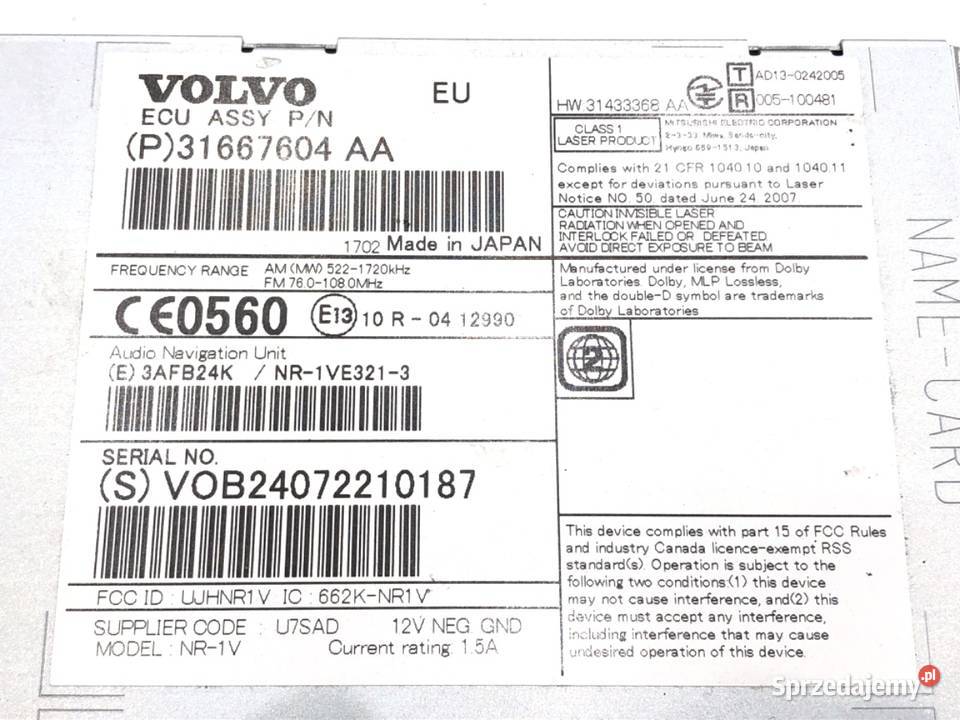 RADIO VOLVO XC60 I 31667604 0817 ODTWARZACZ Sprzęt audio fabryczny