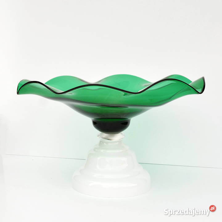 Szklana patera na owoce Harrachov Czechosłowacja