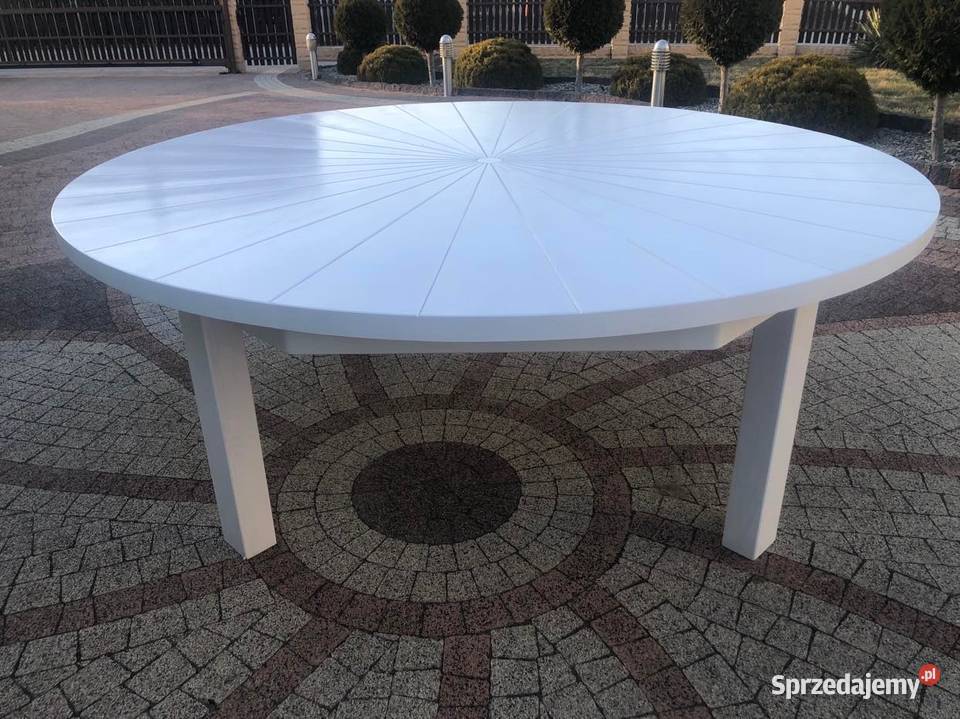 Stół ogrodowy drewniany okrągły 200 180 160 150 drewno Dębica