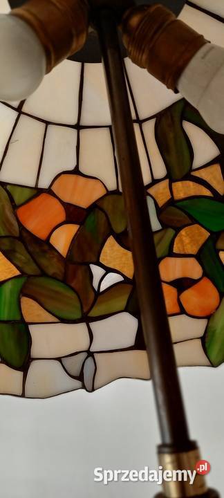 Pięknamosiężna lampa podłogowa 2 witraż w stylu Skierniewice