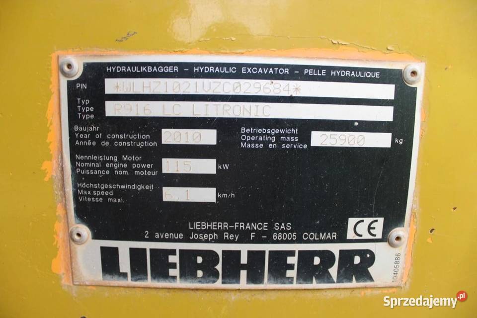 Koparka gasienicowa Liebherr R 916 LC Też mazowieckie Warszawa