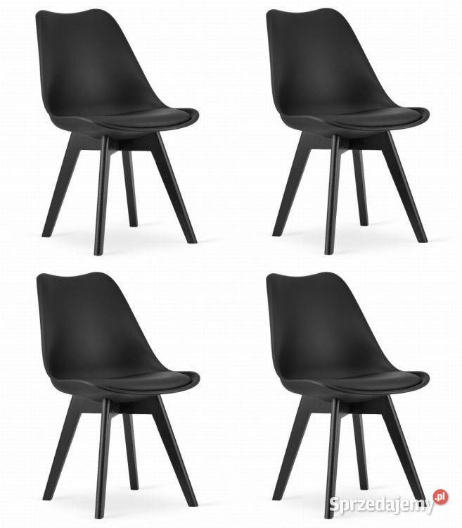 Zestaw czterech krzeseł czarne nogi czarne Bielsk Podlaski