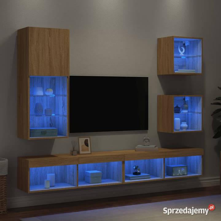 5częściowy zestaw mebli TV z LED dąb sonoma Warszawa sprzedam