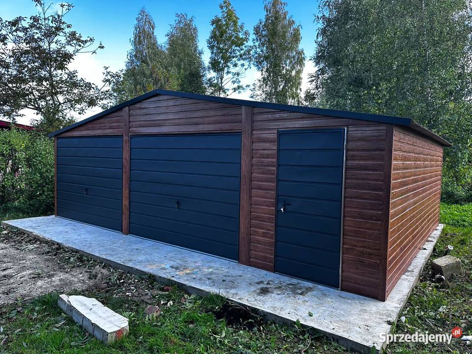 Garaż blaszany 85 m drewnopodobny dach Piotrków Trybunalski