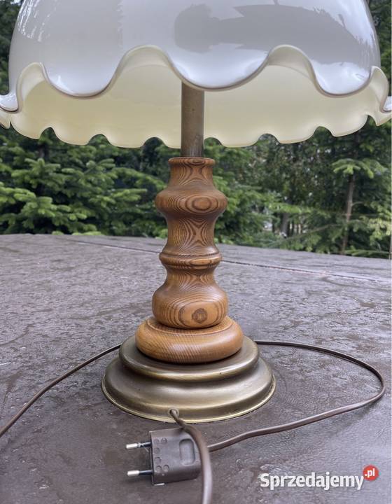 2 ekskluzywne lampy lampa drewno mosiądz Długopole-Zdrój
