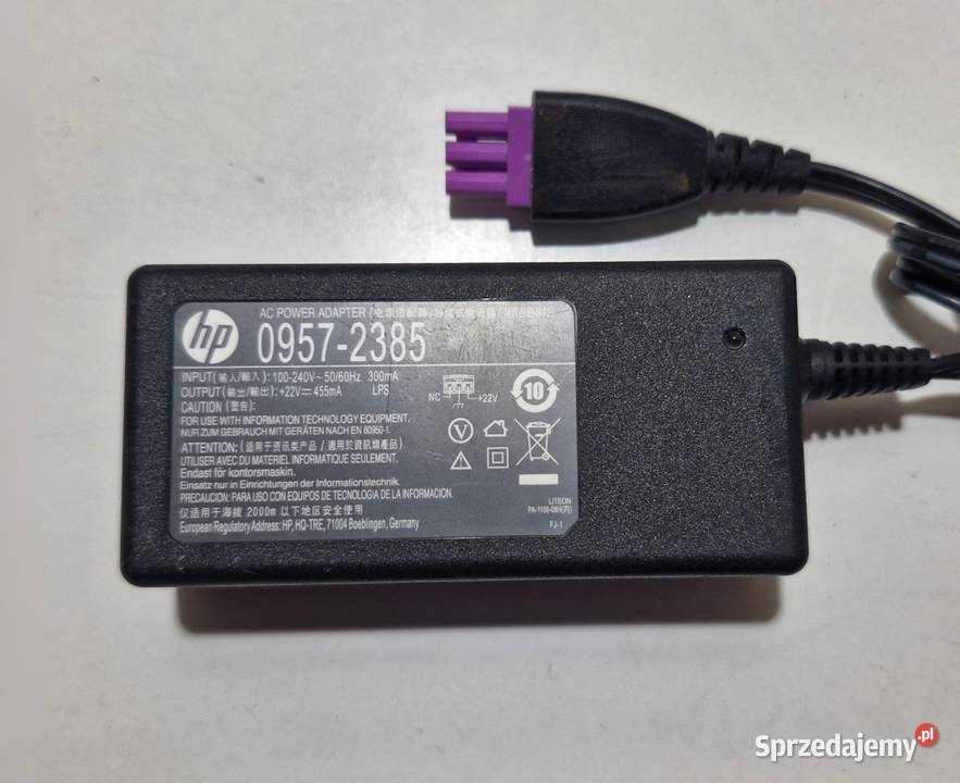 Zasilacz HP 09572385 22V 455mA oryginalny zasilacze Pozostałe Polanów