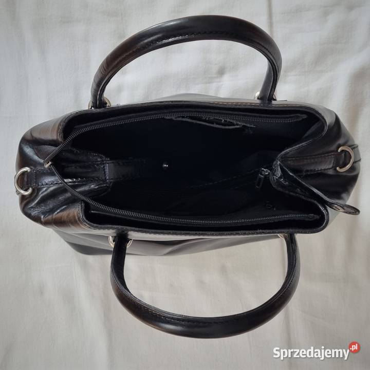 Czarna skórzana torebka kuferek Borse in Pelle Dla kobiet Warszawa