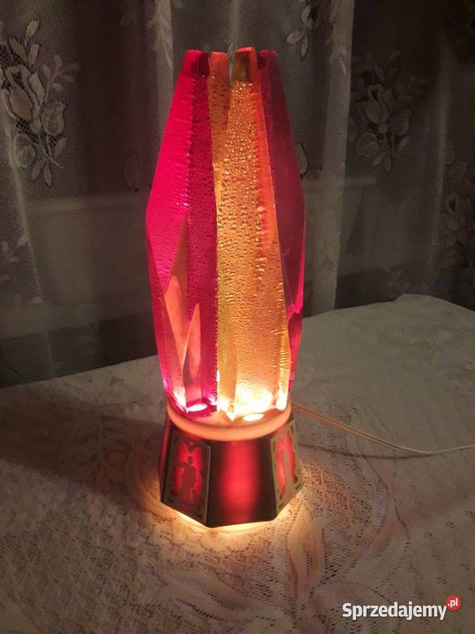 Lampka nocna kryształy lampa stołowa brązowa PRL Antyki Piotrków Trybunalski sprzedam