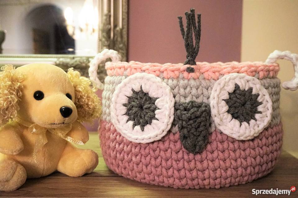 Koszyk ze sznurka bawełn SOWA handmade wielokolorowy mazowieckie Józefów sprzedam