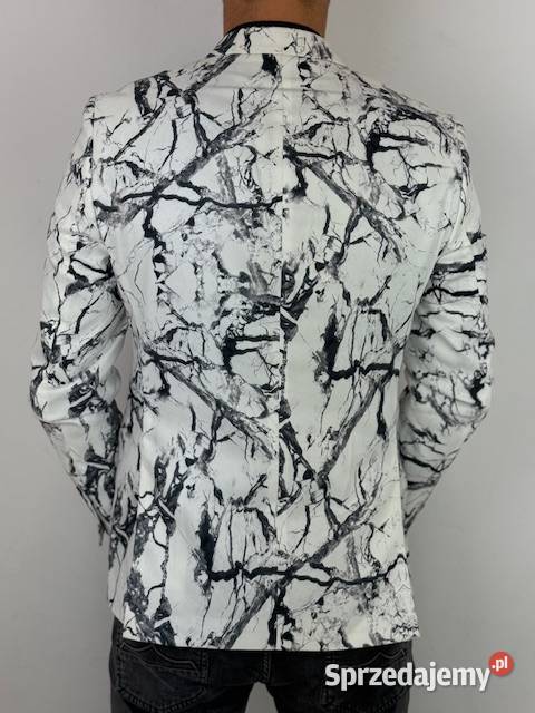 GIOVANNI PERA Marynarka męska D625 biała czarny Ostrów Wielkopolski