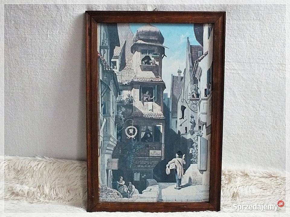 Stary obraz Der Briefbote im Rosental Rarytas o lubuskie Żary sprzedam