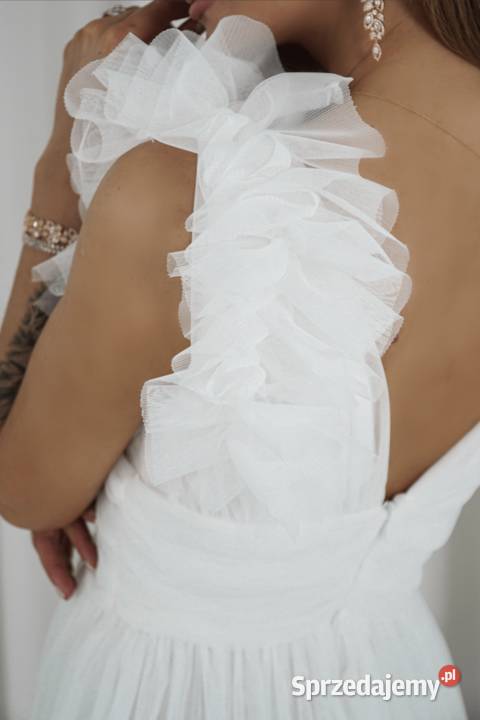 Suknia ślubna ivory z rozcięciem zdobione ramię Damska dolnośląskie Jelenia Góra sprzedam