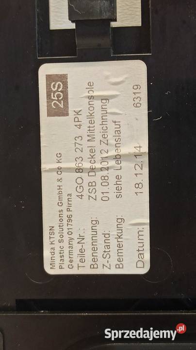 AUDI A6 C7 SCHOWEK WKŁAD POPIELNICZKI 4G0864131