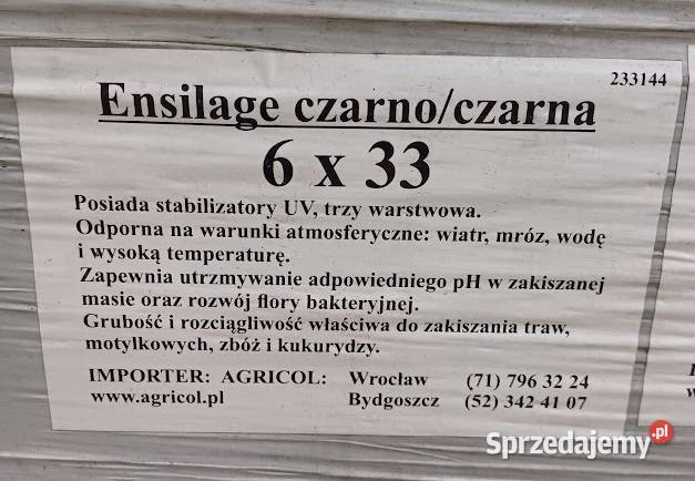 Folia Kiszonkarska 6x33 czarnoczarna niemiecka Sława