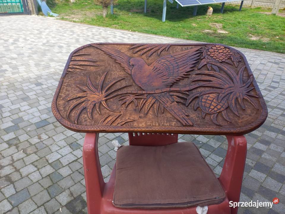 Duża płaskorzeźba z drewna Papuga kujawsko-pomorskie Lipno