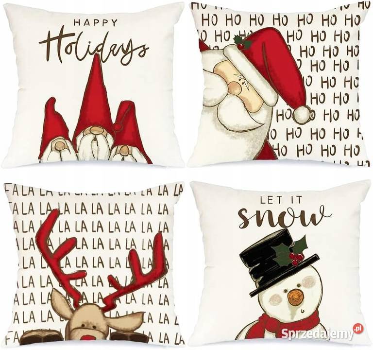 Poszewki Na Poduszki 45x45 4 Zestaw Świąteczny Myszyniec