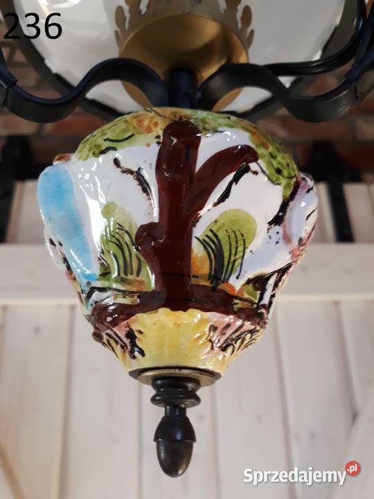 Żyrandol holenderski z ceramiką metalowy szklane zachodniopomorskie