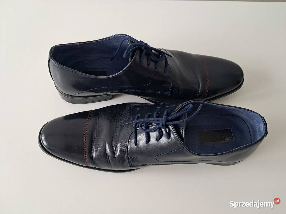 Buty męskie półbuty skórzane granatowe Brózda do Kraków