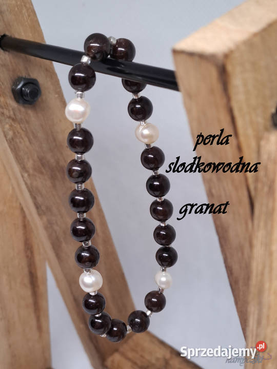 Bransoletka granat perła masa perłowa