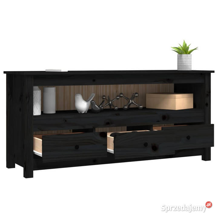 Szafka pod TV czarna 114x35x52 lite drewno Warszawa